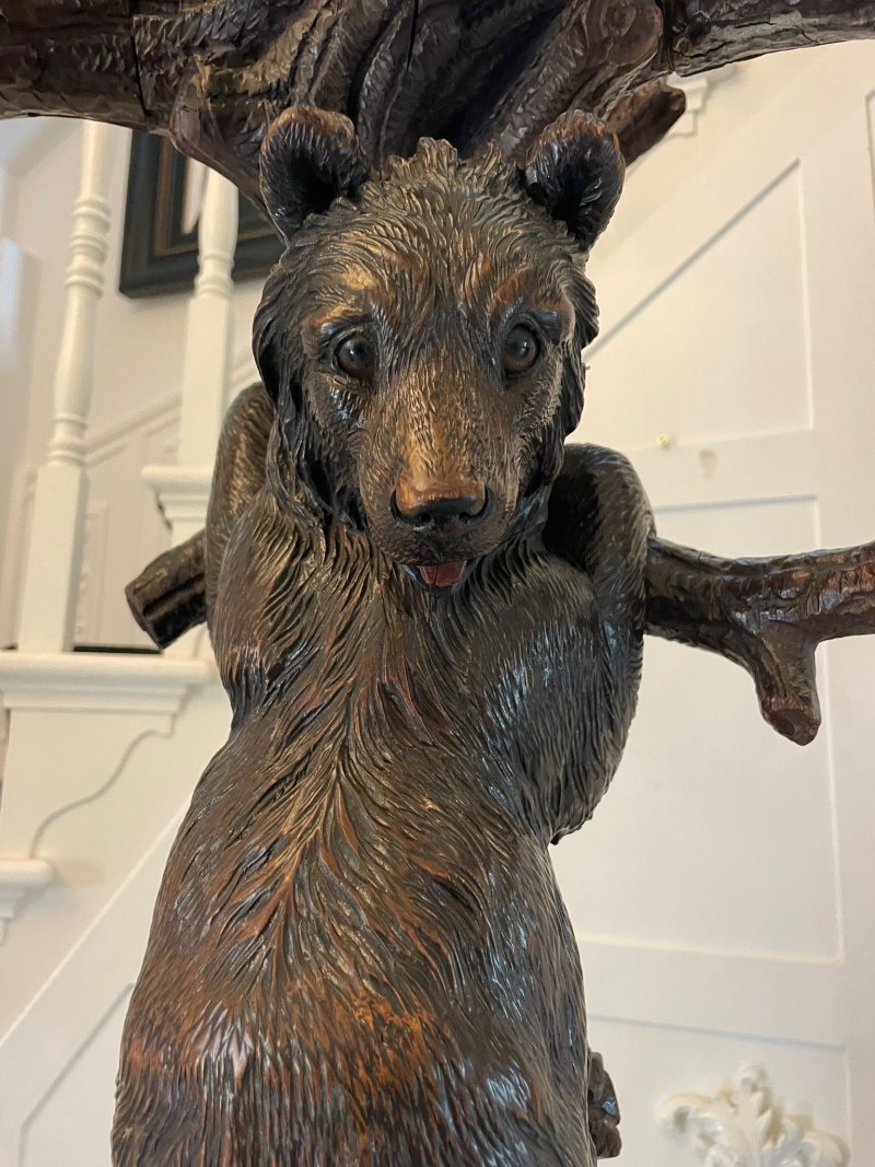 Magnificent Exhibition Quality Antique Black Forest Bear Oak Tree Hall Stand - Image 13